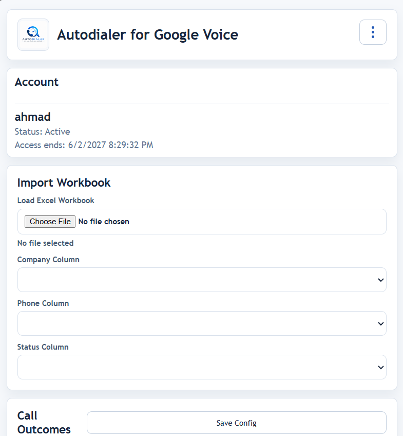 Workbook import and column mapping