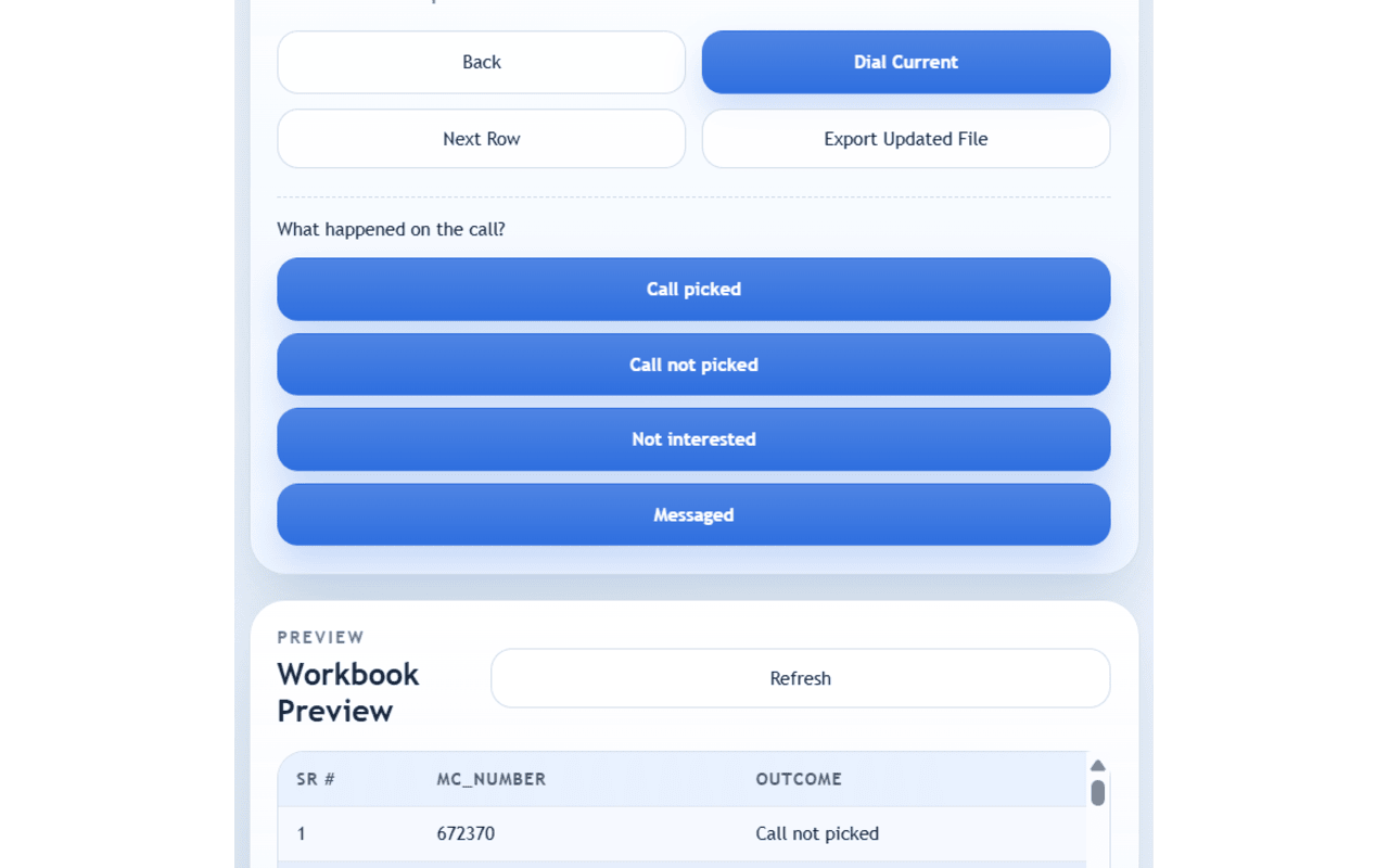 Autodialer UI screenshot