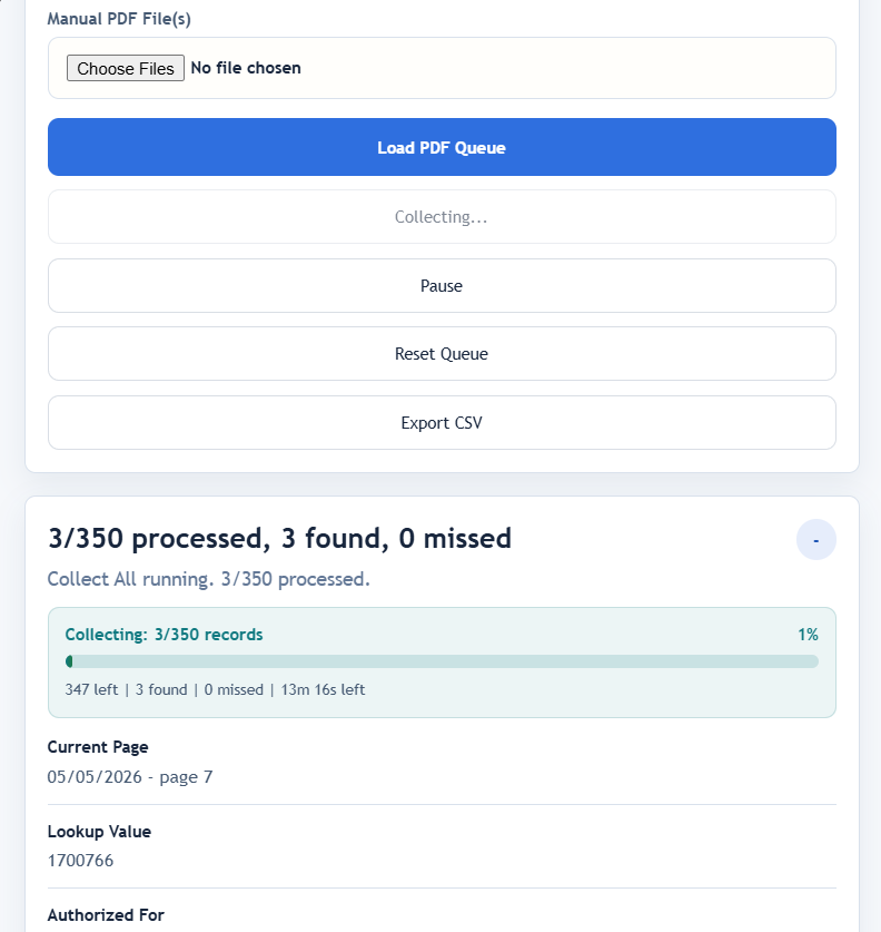 Collection controls and queue progress